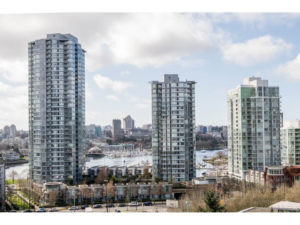 The towers across the water and False Creek opening out past them.