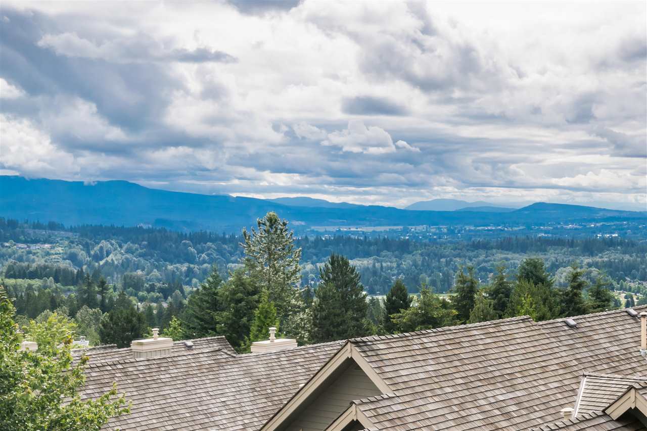 The view from the deck, out over the rooftops to the valley and the mountains.